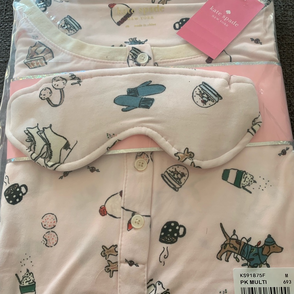 Kate Spade Pink Pajama Set with Whimsical Print